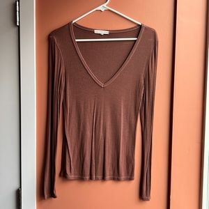 UO Truly Madly Deeply Long Sleeve V Neck Layering Top